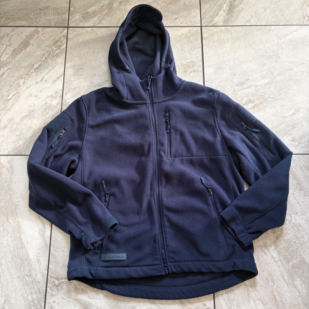 Baerskin Tactical Hoodie Mens Large Navy Blue Zip Up Jacket Fleece